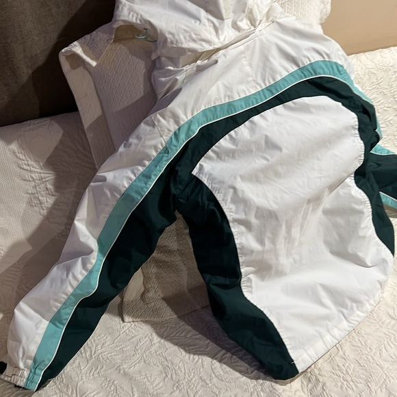 COLUMBIA SKI JACKET WOMEN'S MEDIUM W/ HOOD WHITE & GREEN - Picture 7 of 16